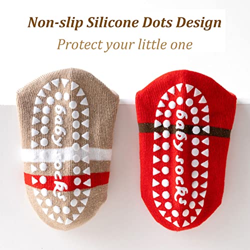 Kids Christmas Socks Toddler Nonslip Grip Christmas Xmas Socks for Baby Holiday Winter Warm for Boys/Girls4
