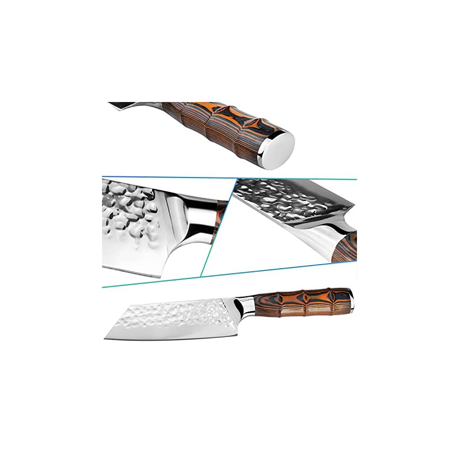 Kitory-Kiritsuke-Chef-Knife-55-Small-Japanese-Kitchen-Knives-HC-German-Stainless-Steel-Hammered-Finish-Blade-Pakkawood-Handle-Cooking-Cutlery-for-HomeRestaurant Kitory Kiritsuke Chef Knife 5.5", Small Japanese Kitchen Knives, HC German Stainless Steel, Hammered Finish Blade, Pakkawood Handle Cooking Cutlery 2024 Gifts for Home&Restaurant