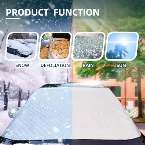 Image of Windshield Snow Cover Compatible with Honda CRV SUV 2024-2017 Custom Fit LX EX EX-L Upgraded Custom Fit Magnetic Windproof Sunshade Cover 4-Layer Protection Ice, UV,Frost Wiper & Mirror Covers