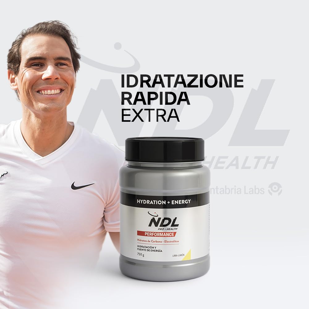 NDL Pro-Health Hydration energy I Bevanda Isotonica idratazione rapida per lo sport con elettroliti in polvere e sali minerali I Aiuta a ridurre stanchezza e affaticamento I Gusto lime-Limone I 75Og
