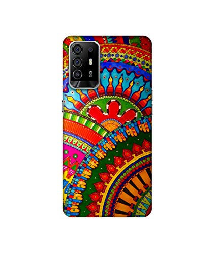 Image of Amazon Brand - Solimo Plastic Designer Rajasthani Rangoli Art 3D Printed Hard Back Case Mobile Cover for Oppo F19 Pro Plus 5G / Oppo A94 5G, Multi-Coloured