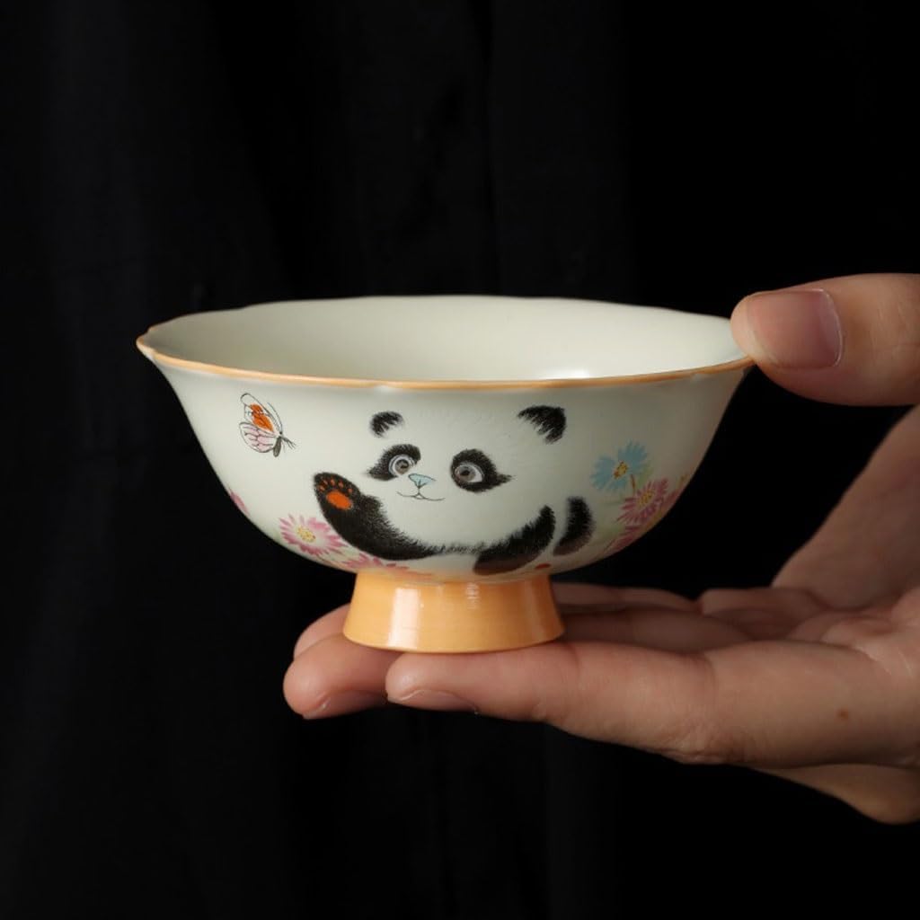 GSOUL Kungfu Tea cup Ceramic High Foot Flower Mouth Cup Tea Party Study Kitchen Coffee Home Host Set Small Tea Cups