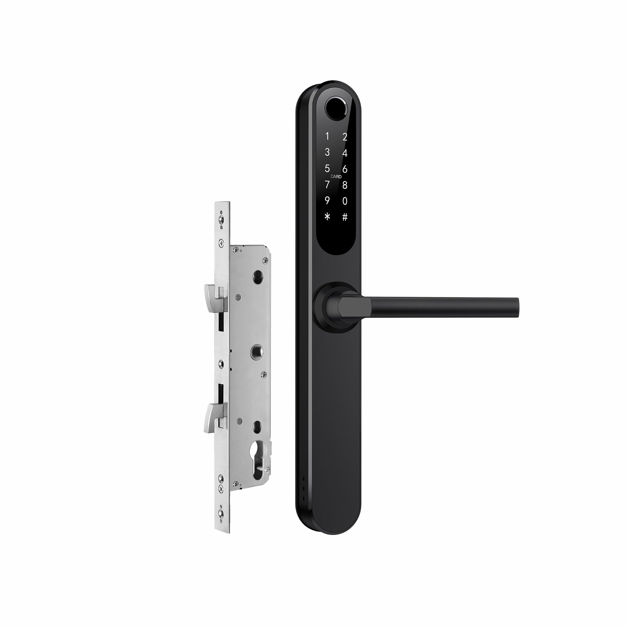yale ydal aluminium profile digital door lock for opening doors | fingerprint, pin, rfid & key access | mortise smart lock | auto lock | 25-65mm door | silver (ydal-sd-bl)