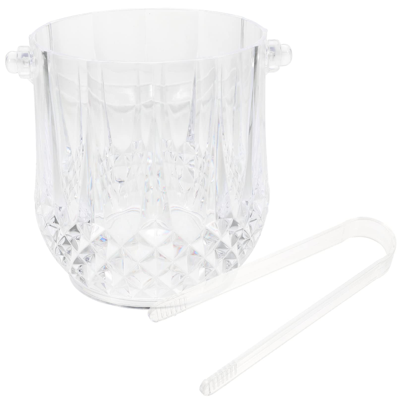 PartyKindom Seau à Glace Transparent 1000ml Pince à Glace, Matériau PS, Design Chic et Poignée Compacte, pour Bar, Hôtel et Ktv