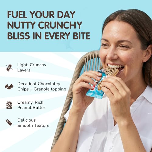 Image of SKIPPY Peanut Butter Wafer Bars Mini | Chocolate Fudge Flavored Coating | Peanut Butter Wafers with Chocolatey Chips & Oats on Top | Sweet & Creamy Dessert Snacks | 0.65 oz (18g) Per Bar, 10-Pack
