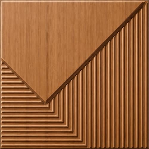 Image of Kayra Decor 3D PVC Wall Panels for Bedroom & Living Room | Plaina Design | Metallic Wood Color | 19.7 x 19.7 Inch | Pack of 40 | 107.6 Sq Ft