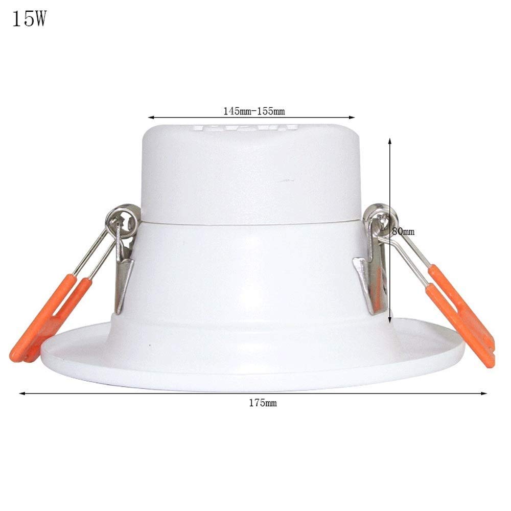 Foco empotrable LED Moderno de bajo Consumo, de Aluminio, para Techo, con Rejilla (luz cálida, 15 W)