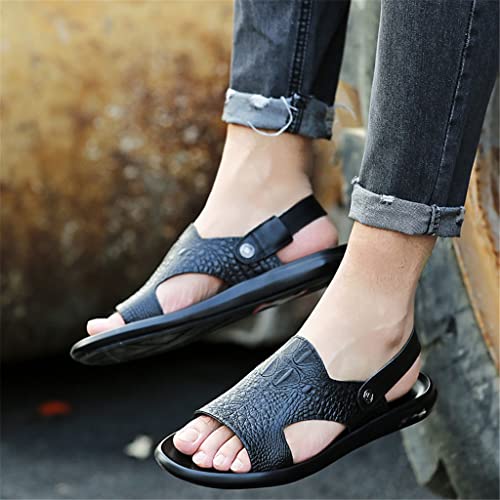 Mens Leather Concise Sandals Outdoor Non-Slip Comfort Soft Casual Beach Shoes Fashion Slippers(6.5code)3