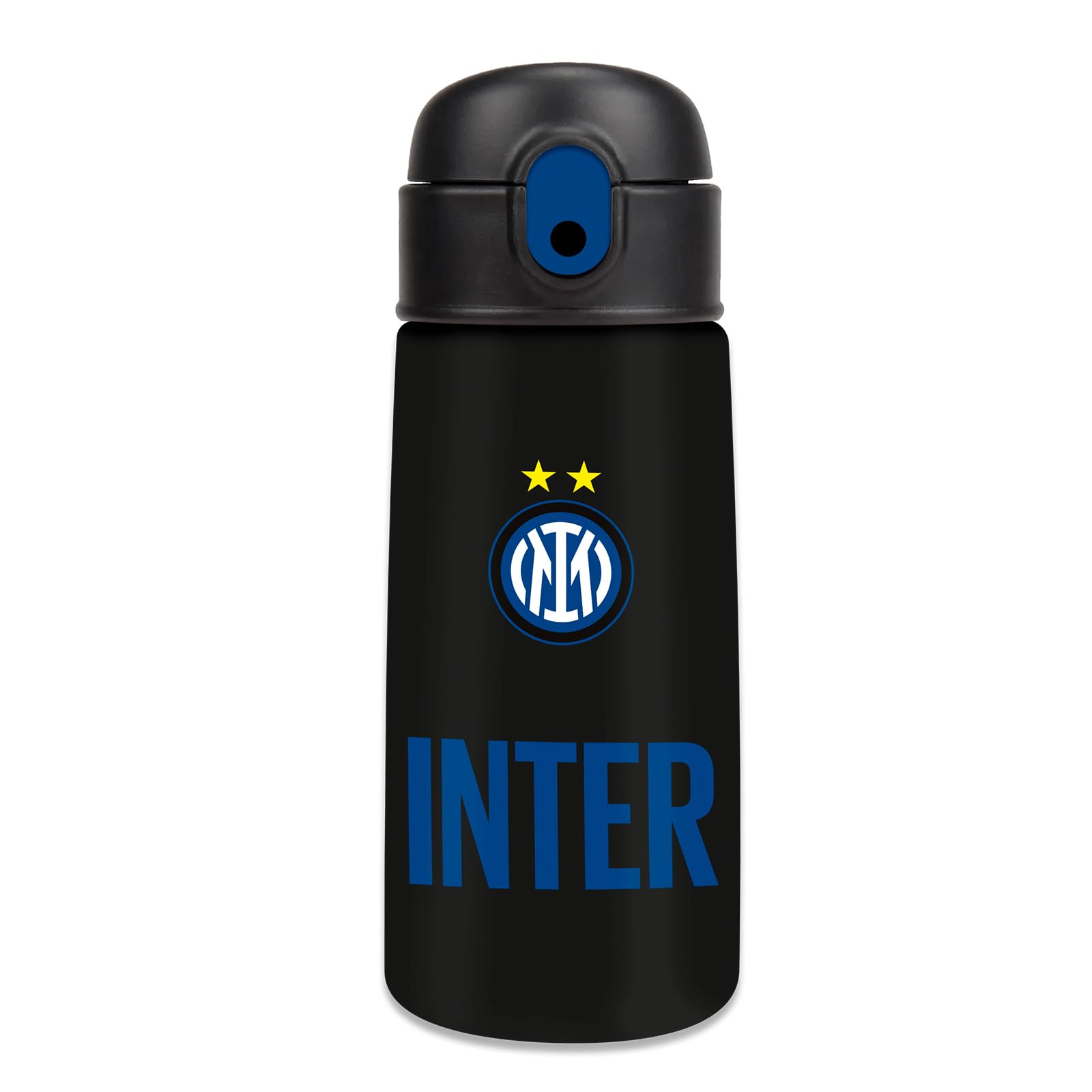 Seven AC Inter Mailand Trinkflasche, Thermosflasche, Wasserflasche, aus Edelstahl, BPA-frei, 460 ml, Silikondeckel, Kinder, Jungen, Fußball, Geschenkidee