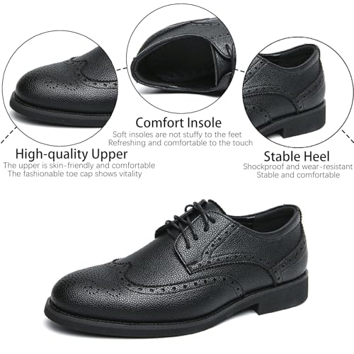 Men's Leather Brogue Oxfords Formal Business Lace Up Wingtips Derbys Shoes Retro Wedding Office Dress Shoes2