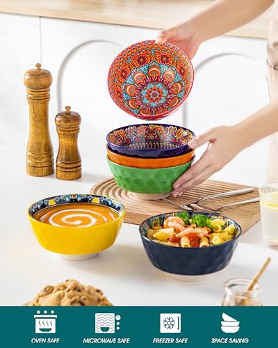 vancasso Boho Cereal Bowls Set of 6, 26oz Porcelain Soup Bowls - image 4
