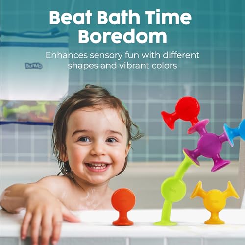 Image of BUNMO Bath Toys Suction - Connect, Build, Create - Bath Toys - Hours of Fun & Creativity - Fine Motor Skills - Stimulating Sensory Toys - Non-Mouthable Toy 3+ - Smooth 24 Pack
