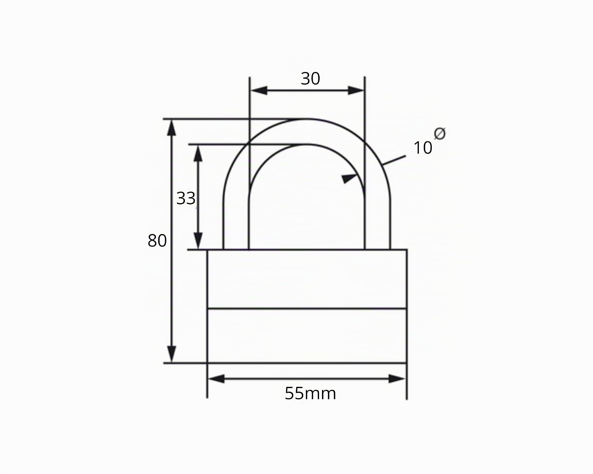 Vachette Cadenas de Sécurité Ulysse à clé en Laiton 55mm 1313-55/SC Résistance élevée aux intempéries, Utilisation extérieure et intérieure, Haute résistance à la traction, Anse Acier Cémenté, 3 Clés