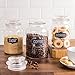 Glass Canister Set for Kitchen or Bathroom with Airtight Lid and Chalkboard Labels, Apothecary Glass Food Storage Jars,Set of 3 Cookie Jars, Candy, Coffee, Cereal & More, Clear Storage Containers!