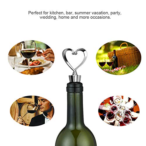 3 metalen hartvormige fles stoppen voor rode wijn champagne mousserende wijn bier saver Sealer (zilver) - Image 4