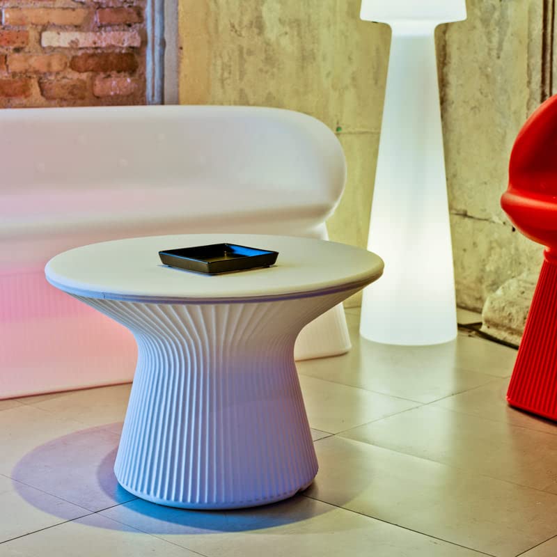 Tavolo da esterno rotondo 100 cm in metallo bianco - Tulipano
