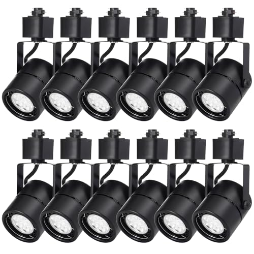 INTWELL 12 Pack LED Track Light Heads,7W H Type Track Lighting Heads for Ceiling Spotlight Wall Art Exhibition Lighting,Kitchen,Accent Task 4000K Neutral White 36°Angle Black Track (Black)
