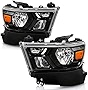 ACANII - For 2019-2022 Ram 1500 [Halogen Model] Black Housing Headlights Headlamps Assembly Pair Replacement Left+Right