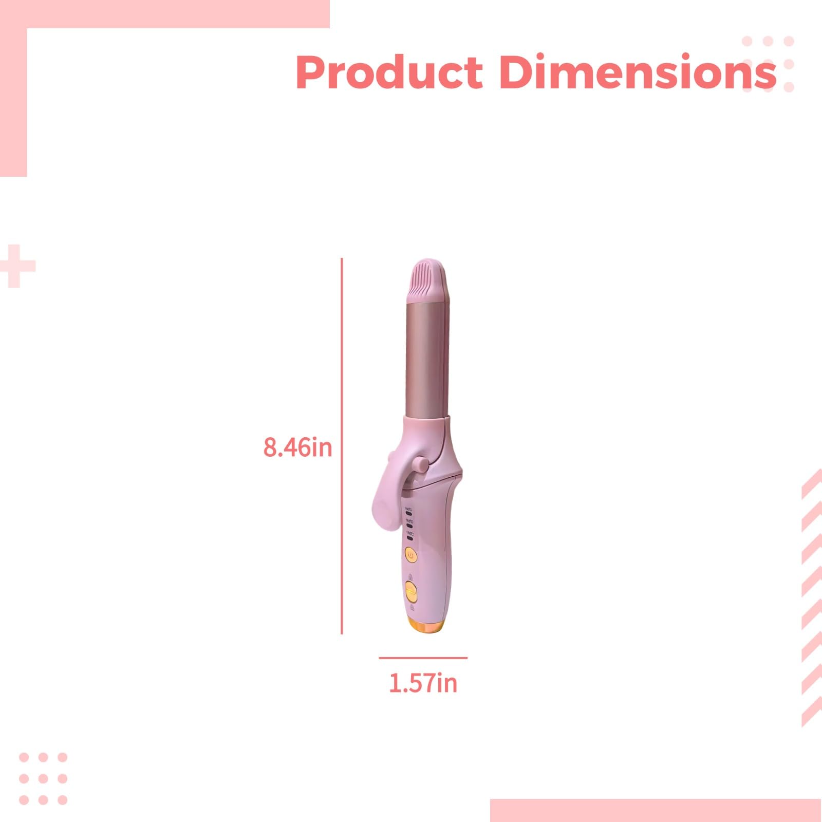 Bezprzewodowa lokówka, ładowana przez USB lokówka do włosów z 3 ustawieniami temperatury, mini przenośna lokówka do włosów, szybkie nagrzewanie 30 s, stylizacja 36 H, różowa