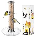iBorn Bird Feeders Seed Catcher for Outside Hanging 6 Port Bird Feeder for Cardinal Birds Aluminium Metal,Brushed Black Nickel Finishing 14 Inch 6 Port (Seed is not Included)