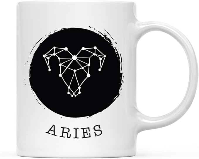 Andaz Press Astrological Zodiac Sign 11oz. Ceramic Coffee Tea Mug Gift, Aries Sign Symbol, Geometric Design, 1-Pack, Birthday, Christmas, Horoscope Gift Ideas, Gift Box