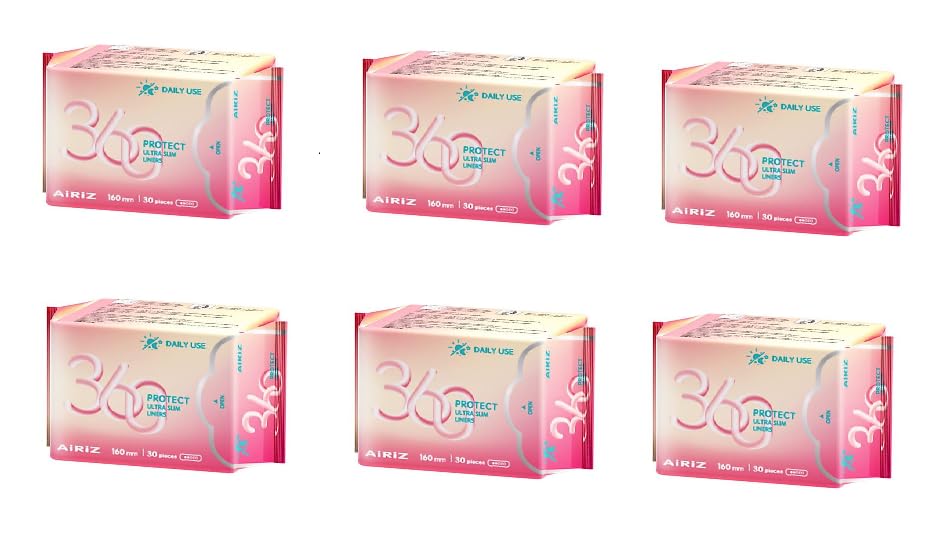TIENS Airiz 360 Protect Sanitary Napkin-Ultra Slim Liners- Daily Use- 160mm -30 Pantyliners (New Pack) Pack of 6 (180 Pieces) (B0CYY7MTN1) Amazon Price History, Amazon Price Tracker