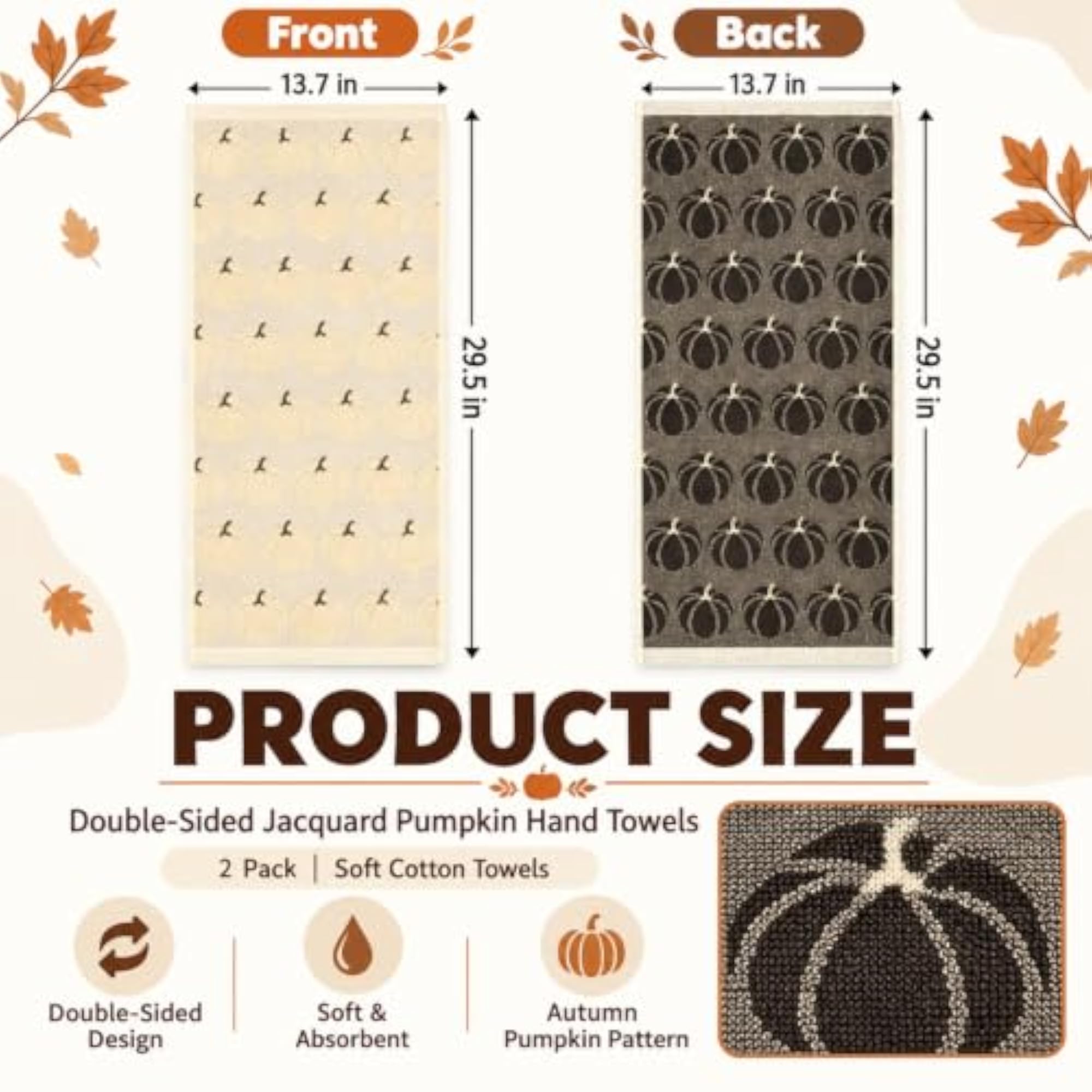 2 Pcs Fall Hand Towels, Decorative Cotton
