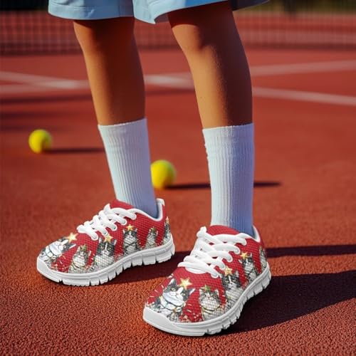 Forchrinse Christmas Sneakers for Girls Boys Lightweight Lace-Up Walking Shoes Casual Running Shoes with Non-Slip Sole4