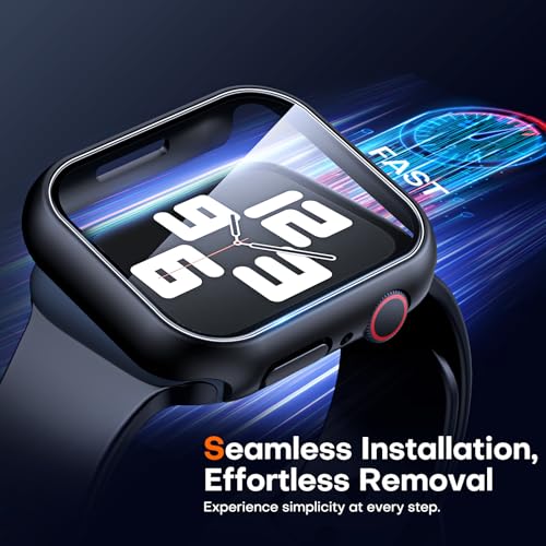 Image of TAURI 2 Pack Hard Case Designed for Apple Watch SE (2022 /2020) /Series 6 5 4 40mm, [360 Shockproof] with 9H Tempered Glass Screen Protector, [Scratch-Resistant] Cover - Black