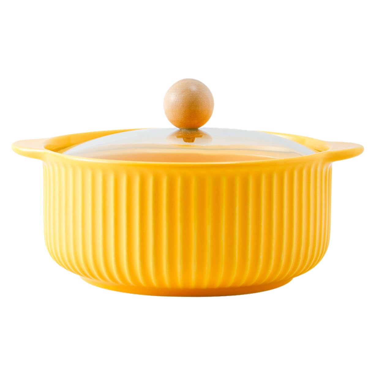 LABRIMP Tazón de Ramen Grande Asas 900 Ml de Cerámica Amarilla Tapa Diseño Japonés para Sopa y Fideos Instantáneos Uso Doméstico Restaurante y Escuela
