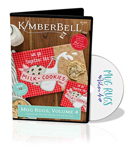 Kimberbell Mug Rugs Volume 4 Machine Embroidery CD - KD599: Easy Step-By-Step Instructions, 10 Designs, All Designs Made Entirely In 5"x7â€ Hoop, Bonus - 2 Designs Available In 8â€x12â€ Hoop, Made in USA