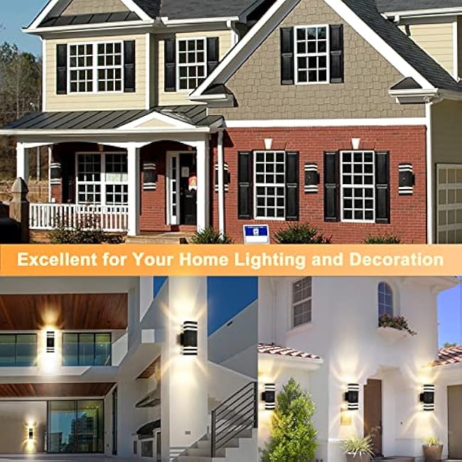 DASTOR Dusk to Dawn Outdoor Wall Lights 2 Pack, 3000K Warm White Exterior Lighting Fixtures, Up and Down Porch Lights Outdoor Wall, Waterproof Outside Lights for House Garage Patio