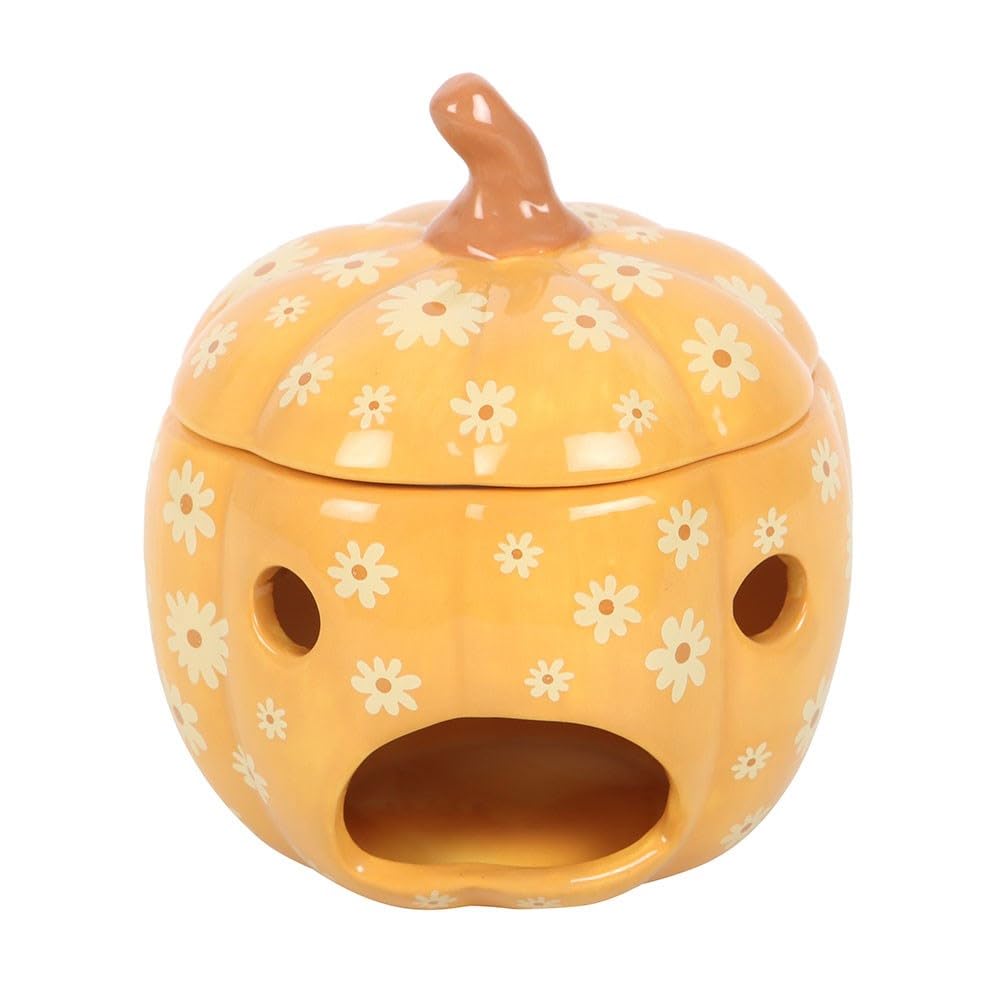 Something Different Orange/White Groovy Ghosts Pumpkin Oil Burner (One Size) ()