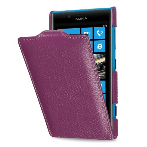 STILGUT Exklusive Ledertasche UltraSlim Hülle kompatibel mit Nokia Lumia 720 in Purpur