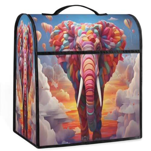 Coffee Maker Cover Abstract Colorful Elephant Kitchen Appliance Covers Small Appliance Covers Blender Cover Juicer Cover Dust Covers for Kitchen Appliances with Top Handle and Pockets,Washable,C79