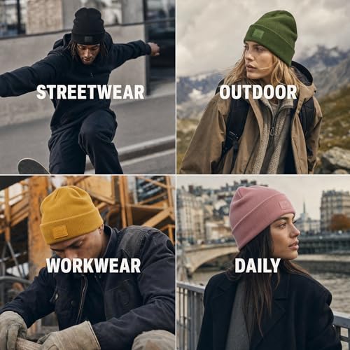 Image of Beanie for Men Women Warm Winter Hat Windproof Thick Knitted Cuffed Unisex Skull Cap