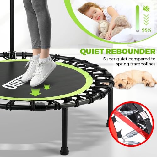 Image of ONETWOFIT Foldable Rebounder Trampoline for Adults, 40 /42 /45 inch Mini Fitness Trampoline W /Adjustable Foam Handle Bungees, Quiet Exercise Trampoline for Personal Indoor Workout