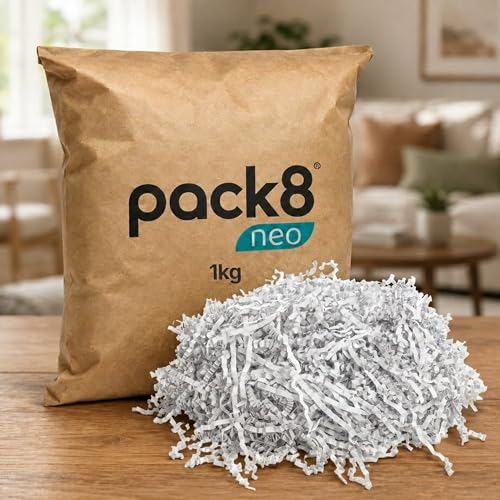 Image of Pack8neo Shredded Paper Grass Cutting For Giftpacking Fill for Gift Baskets and Boxes (1000g)| Eco-friendly grass paper, Crinkle Cut, Gift Packaging Protection & Decoration Material, White, 1kg