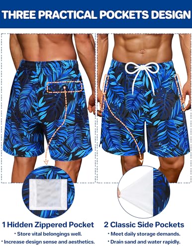 Mens Swim Trunks with Compression Liner Mens Bathing Suit 7 Inch Inseam Quick-Dry Men's Board Shorts Swim Shorts Men2