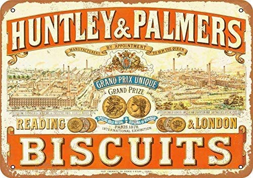 1925 Huntley & Palmers London Biscuits Funny Tin Sign Bar Pub Garage Diner Cafe Home Wall Decor Art 20x30cm