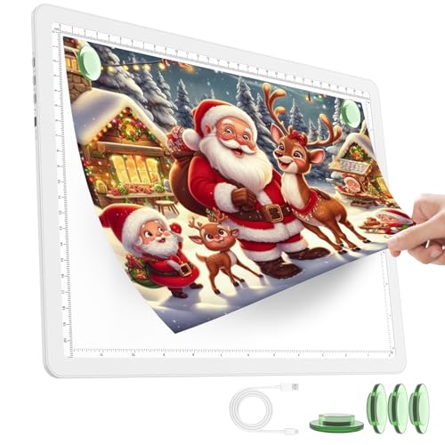 TOHETO Almohadilla de luz recargable A4 para pintura de diamantes, caja de luz ultra brillante para dibujar, caja de luz inalámbrica para trazar y dibujar, tablero de luz de diamante inalámbrico para