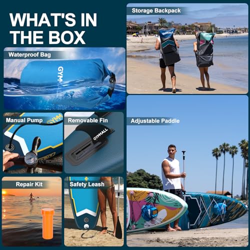 Image of Paddle Board, Inflatable Stand Up SUP Paddle Boards for Adults & Youths of All Skill Levels, Wide & Non-Slip Deck Design Blow Up Paddleboards with Premium Accessories & Storage Bag