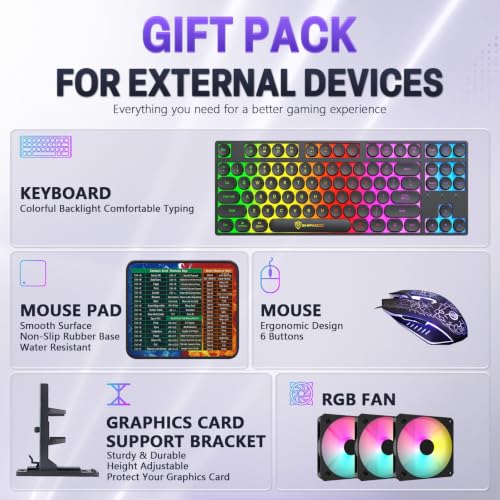Image of Prebuilt Gaming PC Desktop, Ryzen 5 6Cores Desktop Computer up to 4.1 GHz | RX 590 8G Graphics Card, 16GB DDR4 RAM, 512GB SSD, WiFi, RGB Fan, Win11, Tower Computer for Game, Office and Study