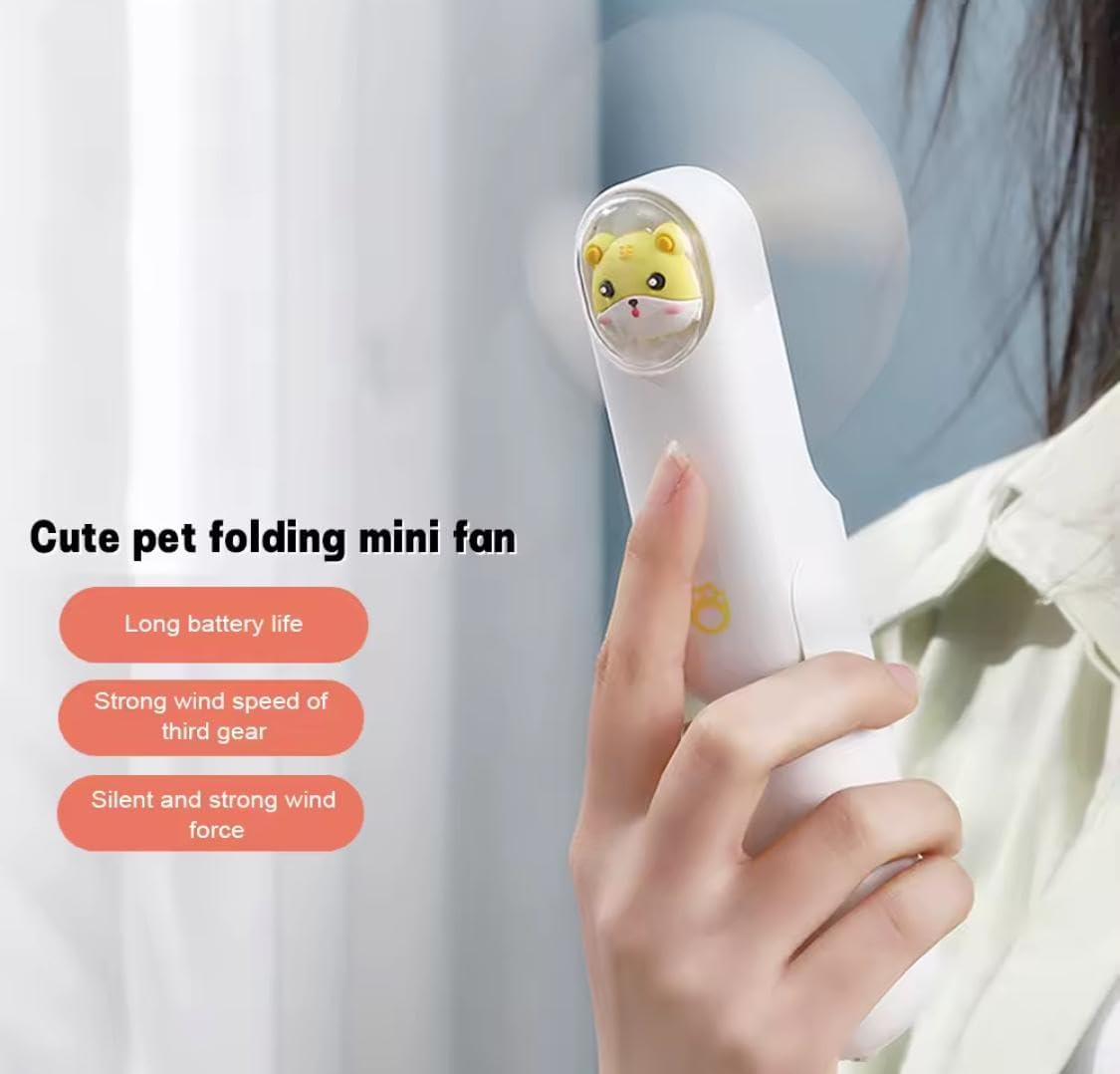 Portable Mini Fan – Handheld Foldable Desk Fan with 3 Speeds, Rechargeable USB Fan for Travel, Home & Office (Quiet Operation, Long Battery Life) (White) image 3