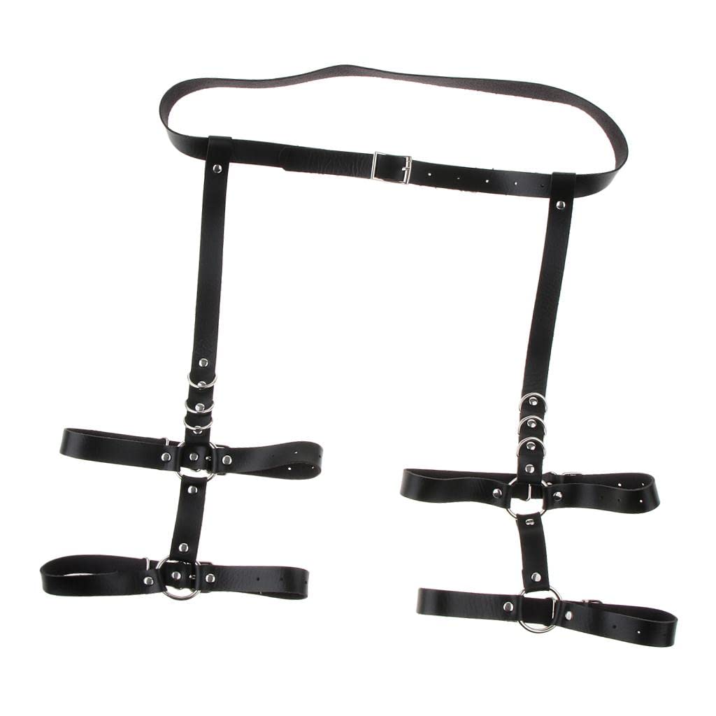 Womens PU Leather Body Harness Belt Adjustable Punk Waist Leg Garter Belt (55038635VB)-image-34