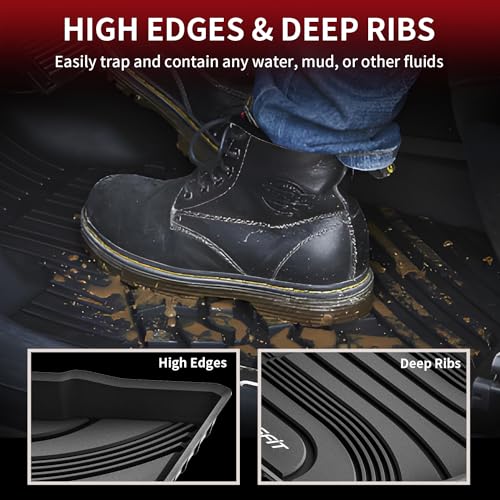 LASFIT Floor Mats for Hyundai Santa Fe 2021 2022 2023 (Only Fit Gas, Not Fit Hybrid or PHEV), All Weather TPE Custom Fit Car Floor Liners 1st & 2nd Row Mats Accessories, Black by LASFIT - Image 4