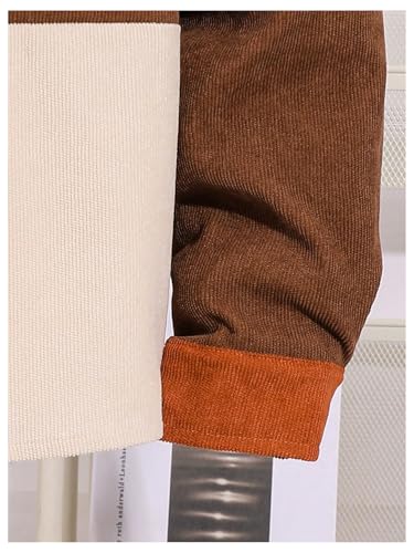 Image of Floerns Boy's Corduroy Collar Colorblock Long Sleeve Shacket Jacket Patchwork Pockets Woven Button Down Shirt