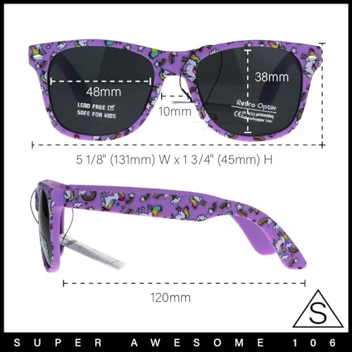 SA106 Kids Child Size Girls Unicorn Print Plastic Horn Rim Sunglasses3