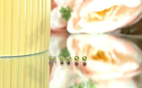 Gemstar Usa Peridot Earrings For Women Sterling Silver Round Gemstone Studs Earring Set For Bridesmaids Summer Fashion thumb #2