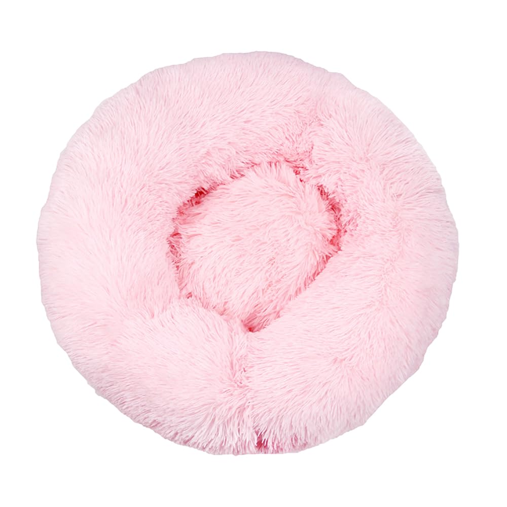 DOTBUY-SHOP Large Dog Bed Washable, Soft Comfy Cat Bed Felt Donut Dog Bed, Pet Bed With Slip-Resistant Bottom, Orthopedic Dog Beds Gift for Small Dogs and Cats (70cm,Light Pink 1)